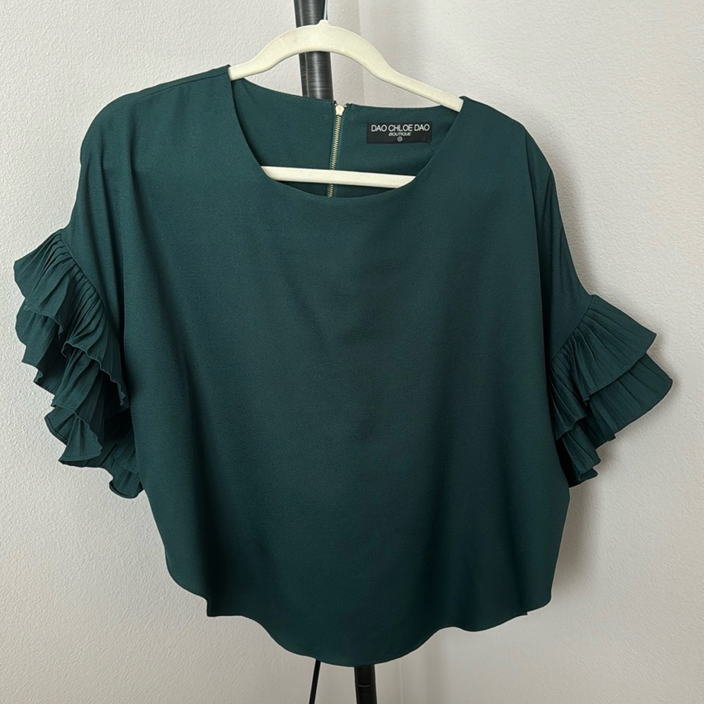 Emerald Green Blouse with Unqiue Sleeves
